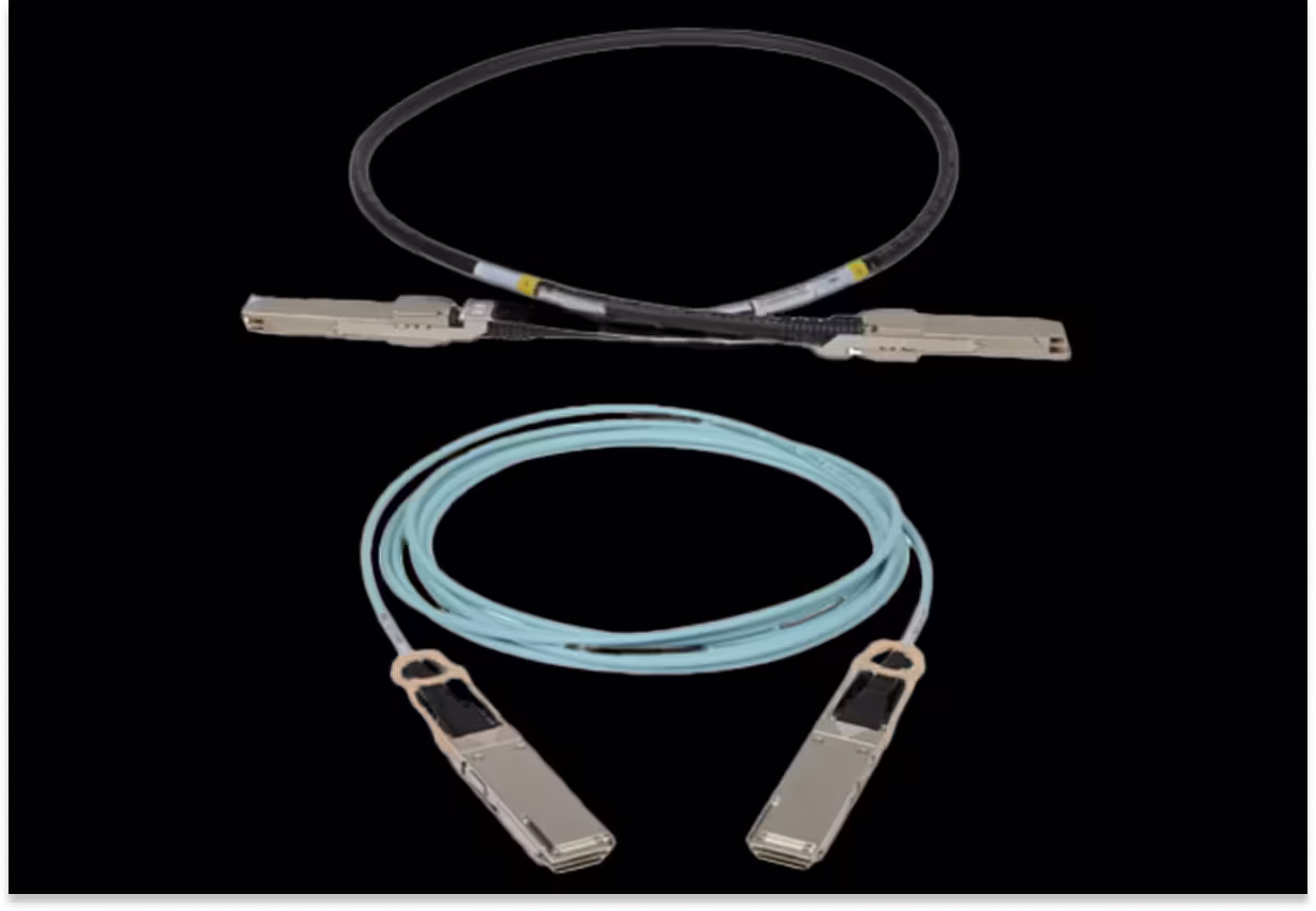 View of two coiled Cornelis Omni-Path Express Cables